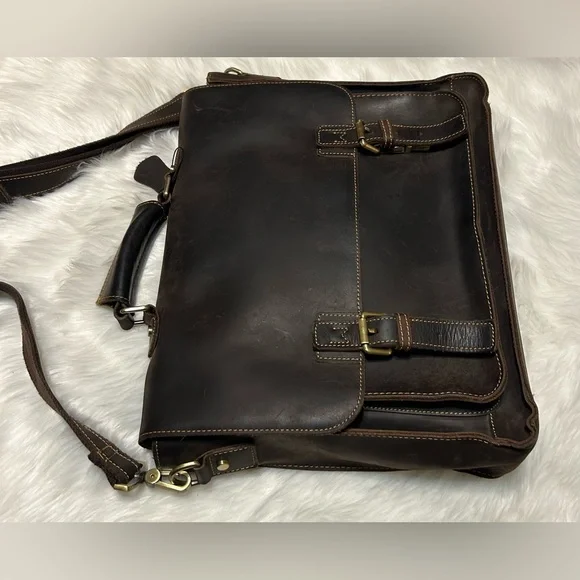 Rowan Full Grain Water Buffalo Leather Briefcase for Men - Picture 3 of 16
